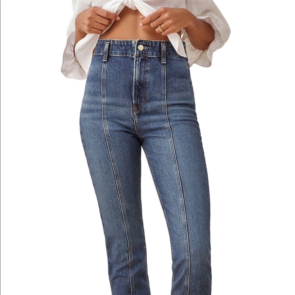 Reformation Amie Seamed High Rise Straight Leg Jeans